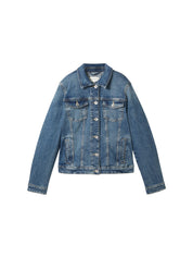 Jeansjacke aus recycelter Baumwolle - 10120-Used Dark Stone Blue Den - Blau