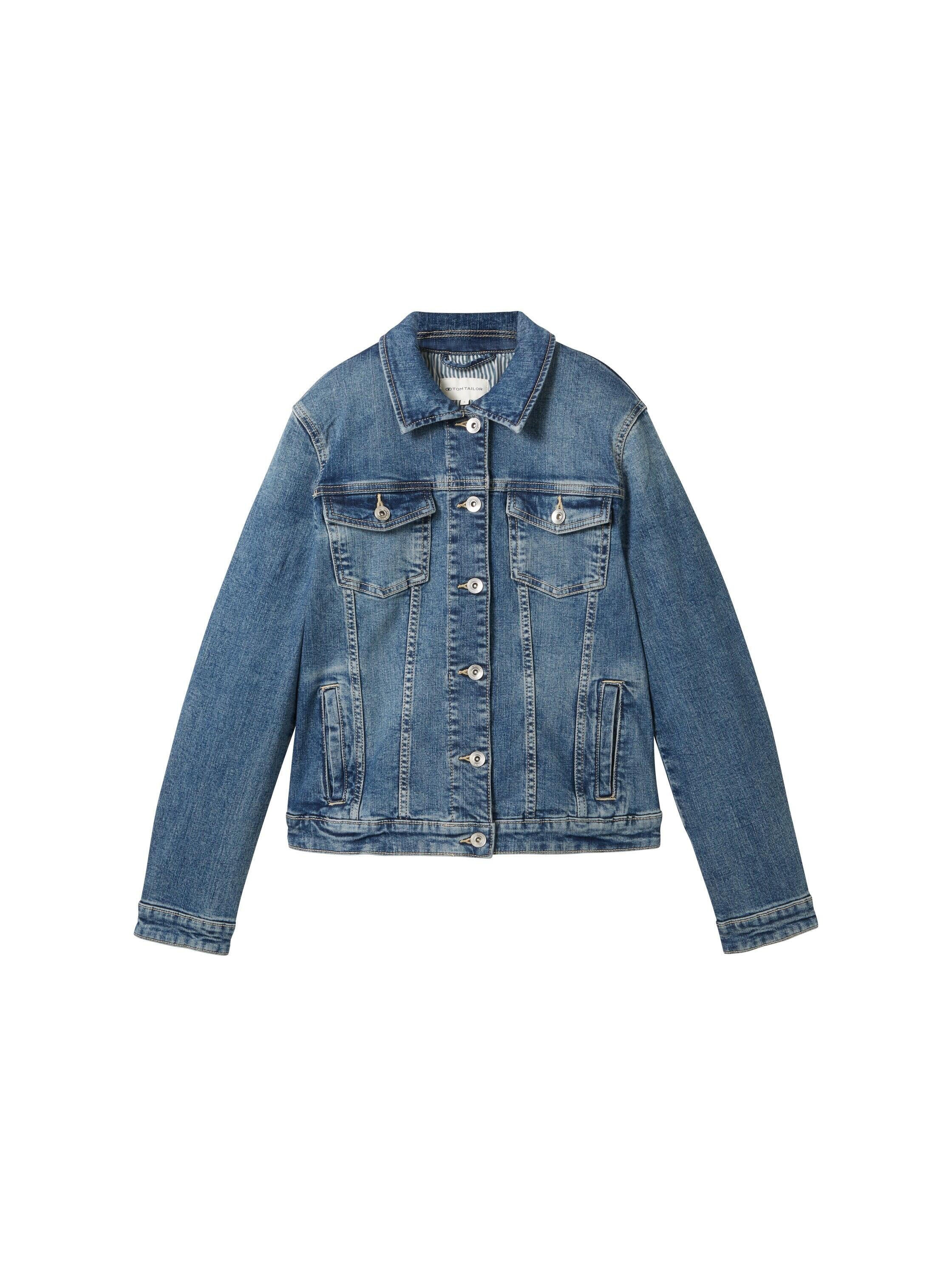 Jeansjacke aus recycelter Baumwolle - 10120-Used Dark Stone Blue Den - Blau