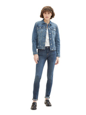Jeansjacke aus recycelter Baumwolle - 10120-Used Dark Stone Blue Den - Blau