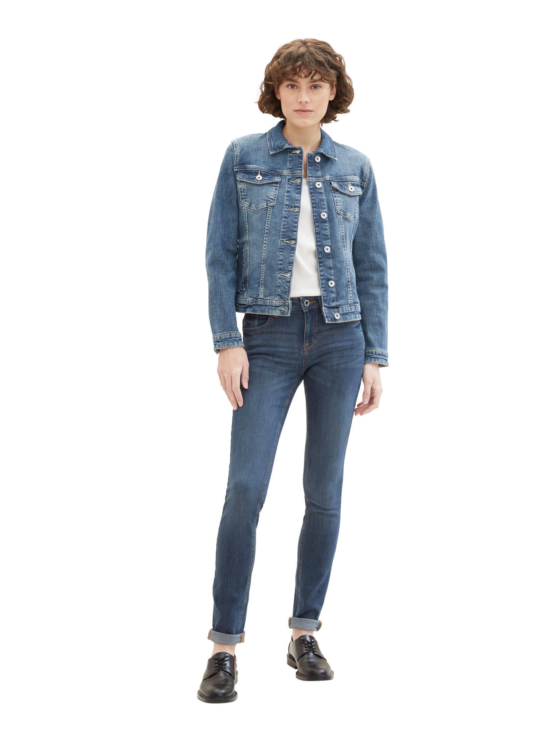Jeansjacke aus recycelter Baumwolle - 10120-Used Dark Stone Blue Den - Blau