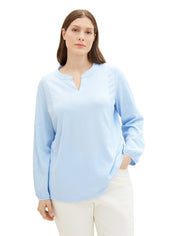 Gestreifte Schlupfbluse - 34913-blue white thin stripe - Blau