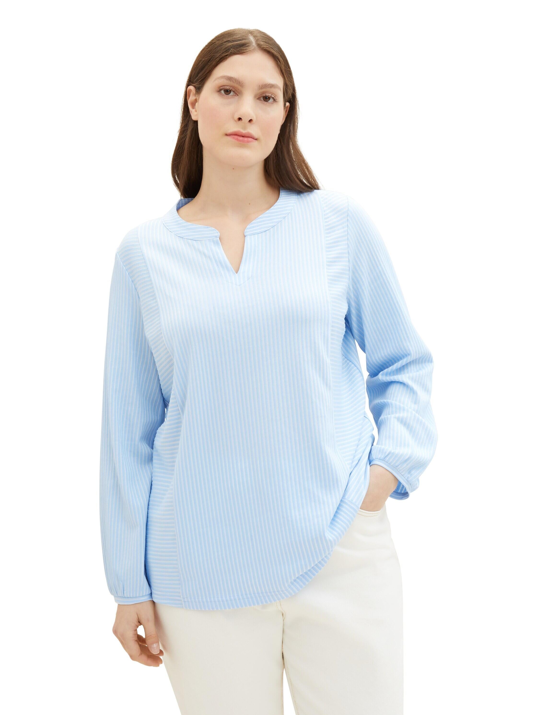 Gestreifte Schlupfbluse - 34913-blue white thin stripe - Blau