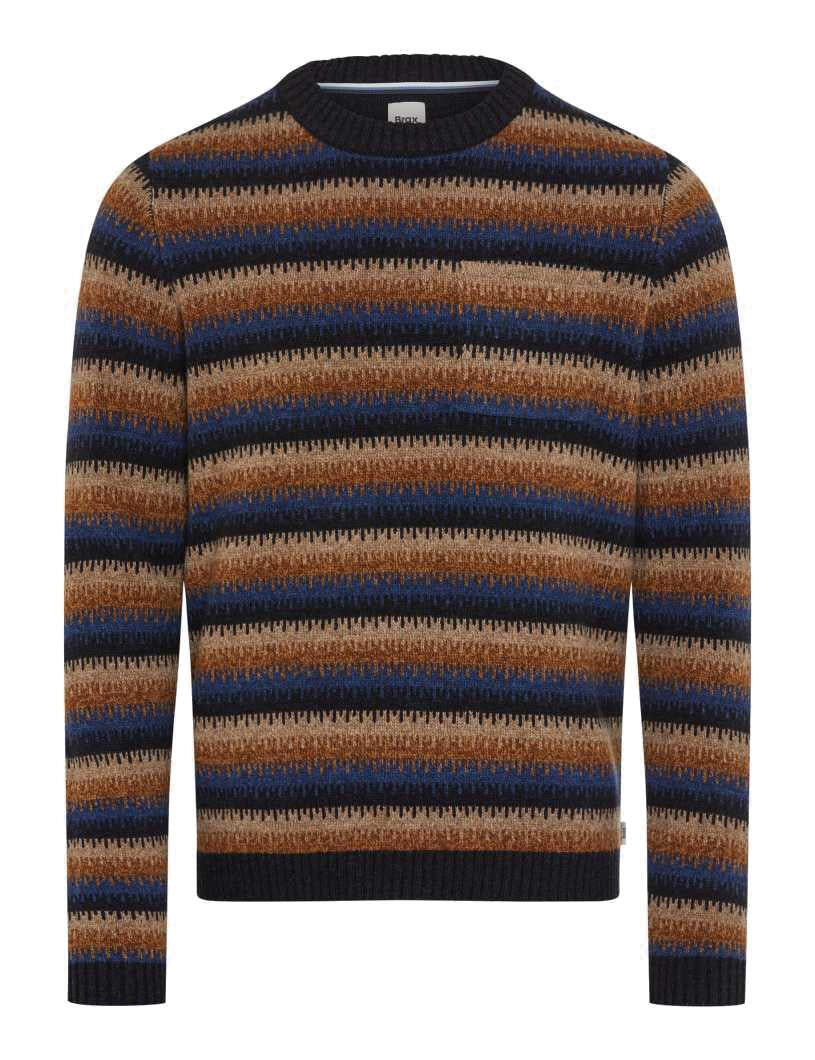Strickpullover RICK aus Wolle - 23-navy - Mehrfarbig