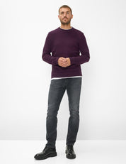 Strickpullover ROY aus Baumwollmix - 88-blackberry - Violett