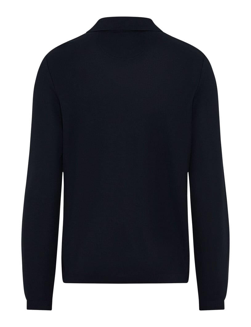Sweatjacke mit Polokragen - 23-navy - Blau