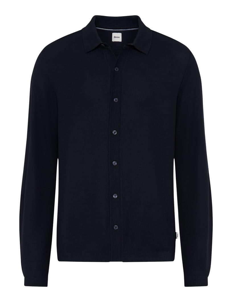 Sweatjacke mit Polokragen - 23-navy - Blau