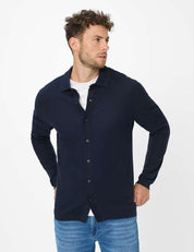 Sweatjacke mit Polokragen - 23-navy - Blau