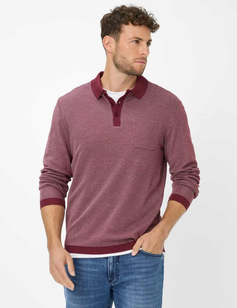 Langarm-Poloshirt PAROS aus Baumwollmix - 41-velvet - Rot