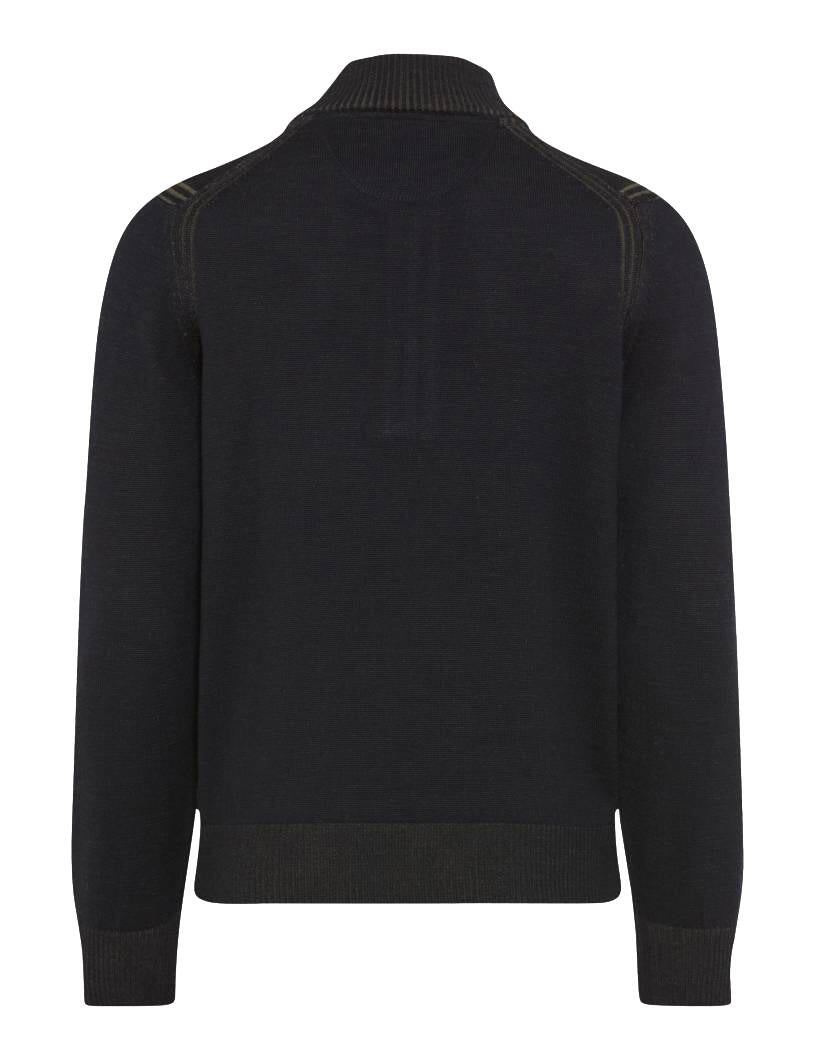 Strickpullover mit Troyerkragen - 23-navy - Blau