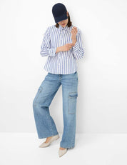 Bluse VIC aus Baumwolle - 22-navy - Blau | Weiß