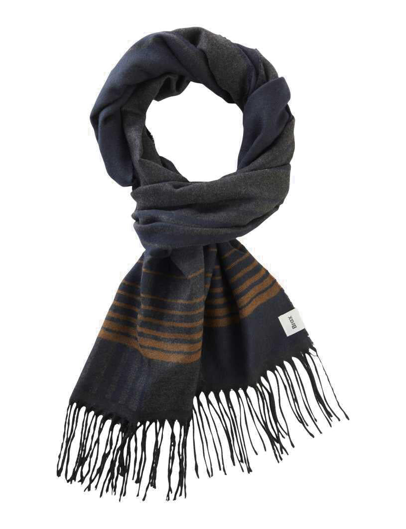 Schal QUIRIN C mit Fransen - 07-cement - Blau