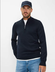 Strickpullover mit Troyerkragen - 23-navy - Blau