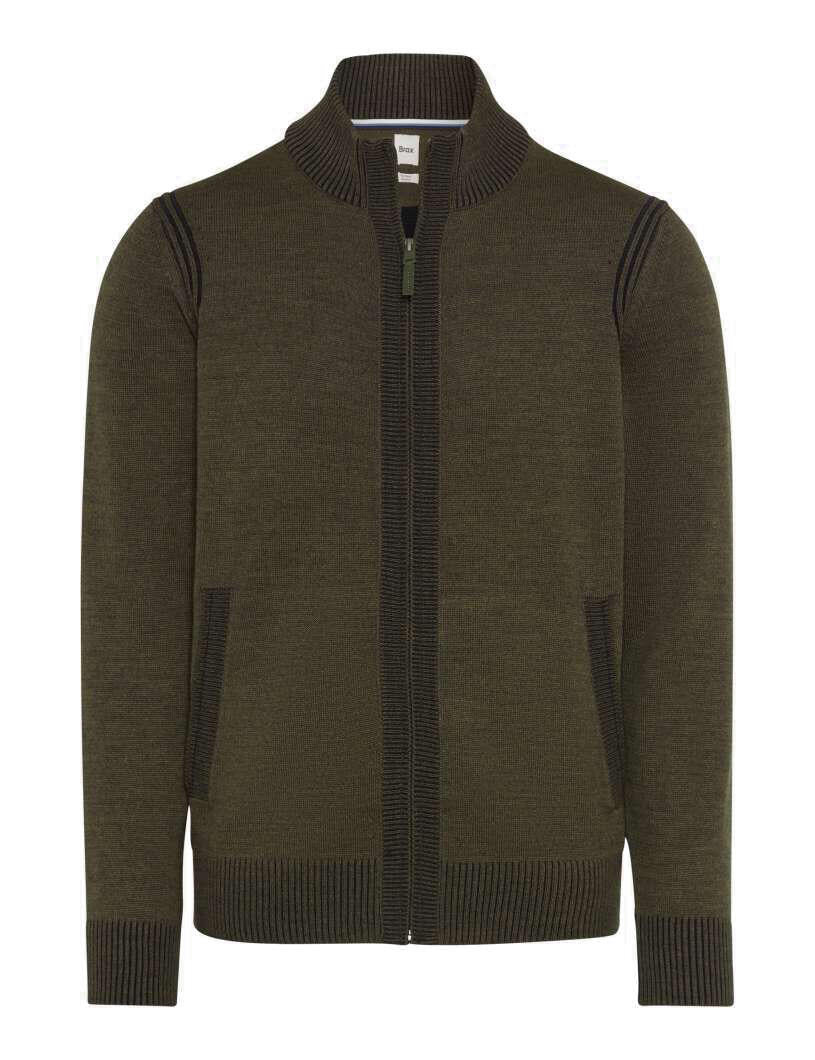 Strickjacke JAKE aus Baumwollmix - 30-deep jungle - Khaki