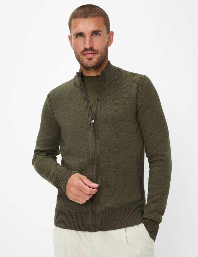 Strickjacke JAKE aus Baumwollmix - 30-deep jungle - Khaki