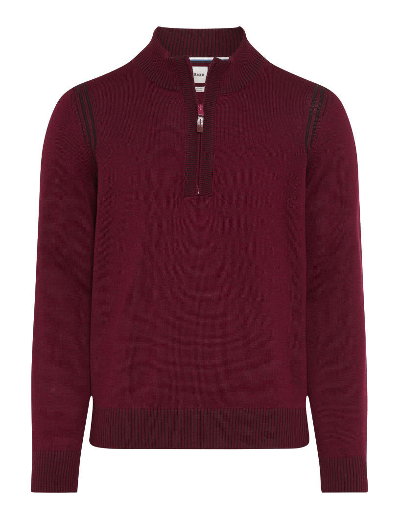 Strickpullover STEFFEN mit Troyerkragen - 41-velvet - Rot
