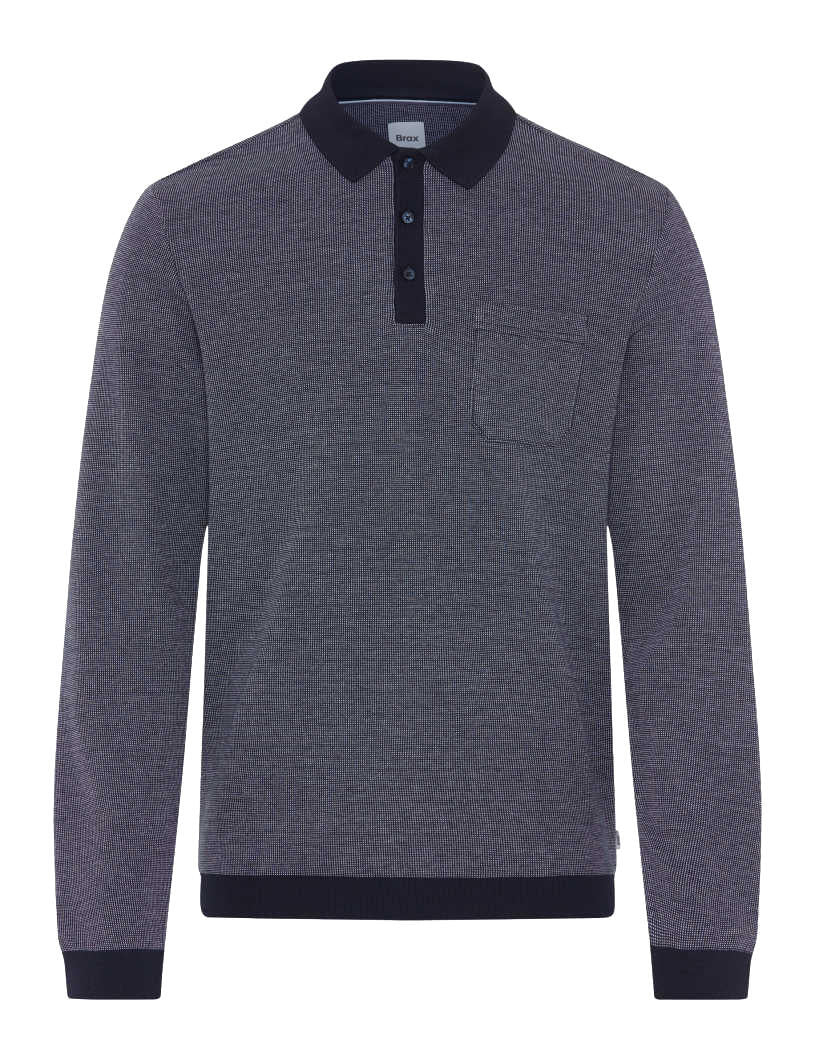 Langarm-Poloshirt PAROS aus Baumwollmix - 23-navy - Blau
