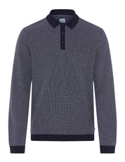 Langarm-Poloshirt PAROS aus Baumwollmix - 23-navy - Blau