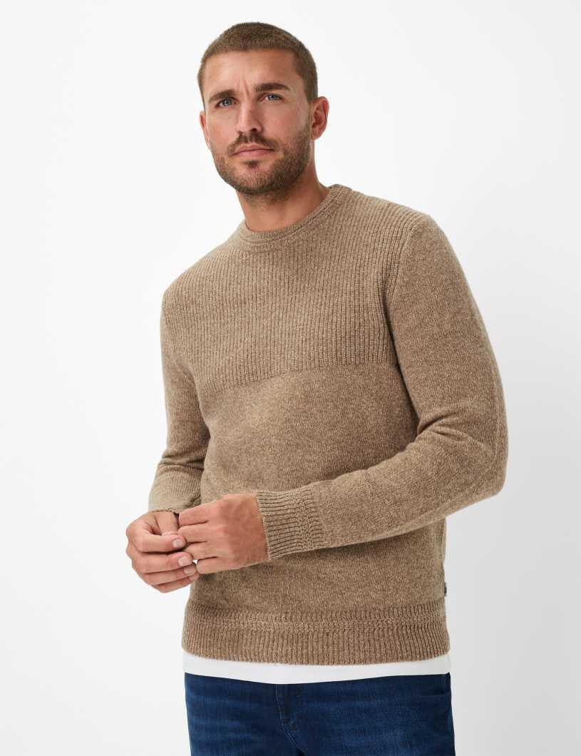 Strickpullover RICK aus Wollmix - 56-ivory - Braun