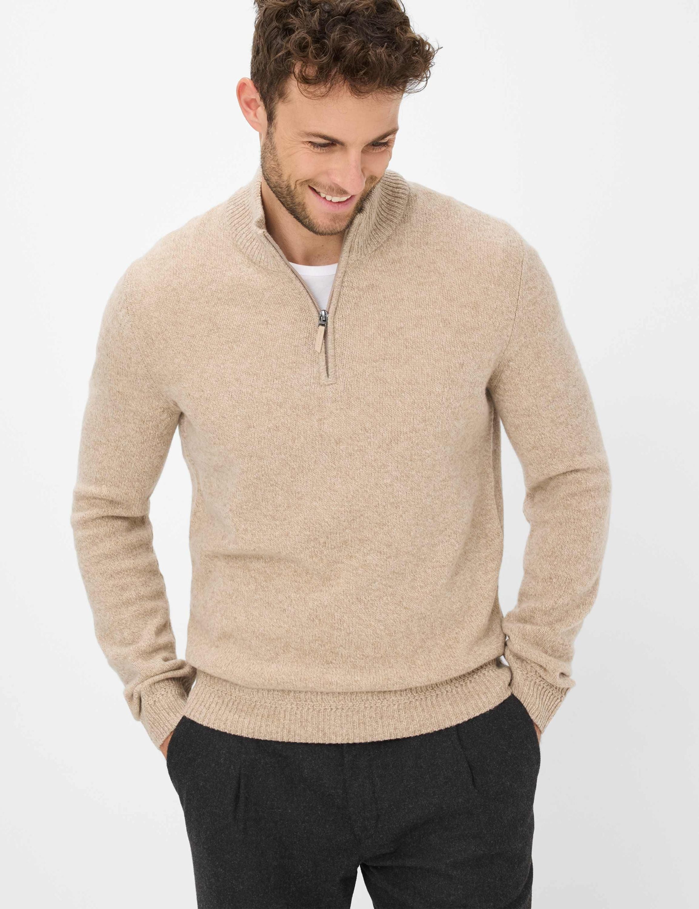 Strickpullover STEFFEN aus Wollmix - 59-light camel - Beige