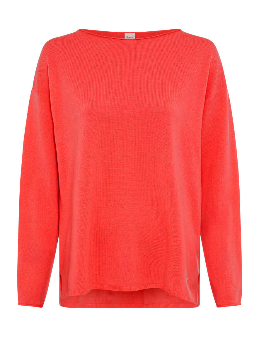 Strickpullover LIZ aus Schurwolle - 48-mandarin - Rot
