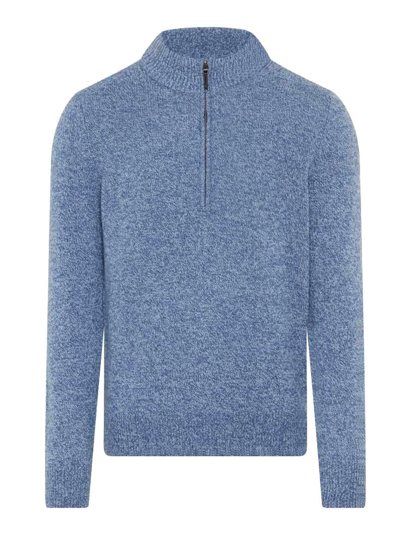Strickpullover STEFFEN mit Troyerkragen - 27-ice blue - Blau