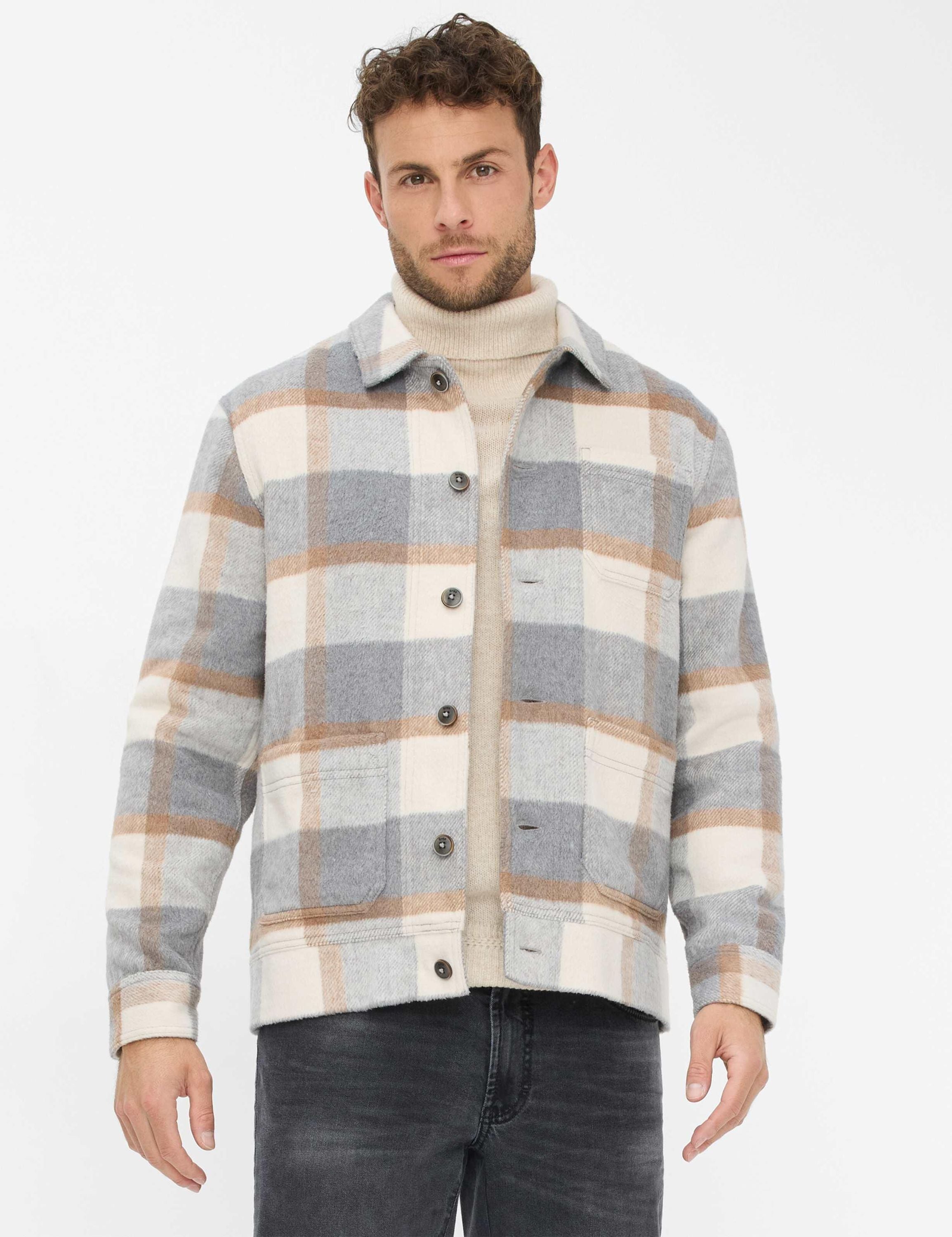 Overshirt SANTIAGO kariert - 96-cream - Creme