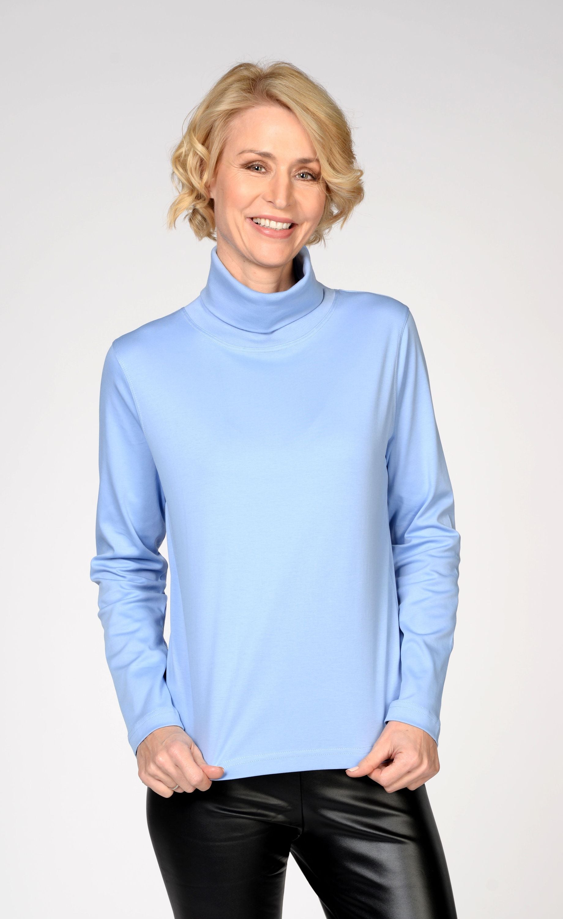 Langarmshirt mit Rollkragen - 605 605 BLEU - Blau