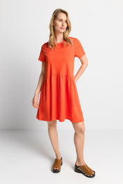 T-Shirt-Kleid aus Baumwolle - 554-cherry tomato - Orange