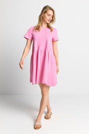 T-Shirt-Kleid aus Baumwolle - 619-sorbet pink - Pink