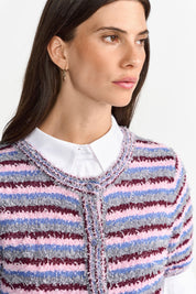 Cardigan gestreift - 606-rosewater - Rosa