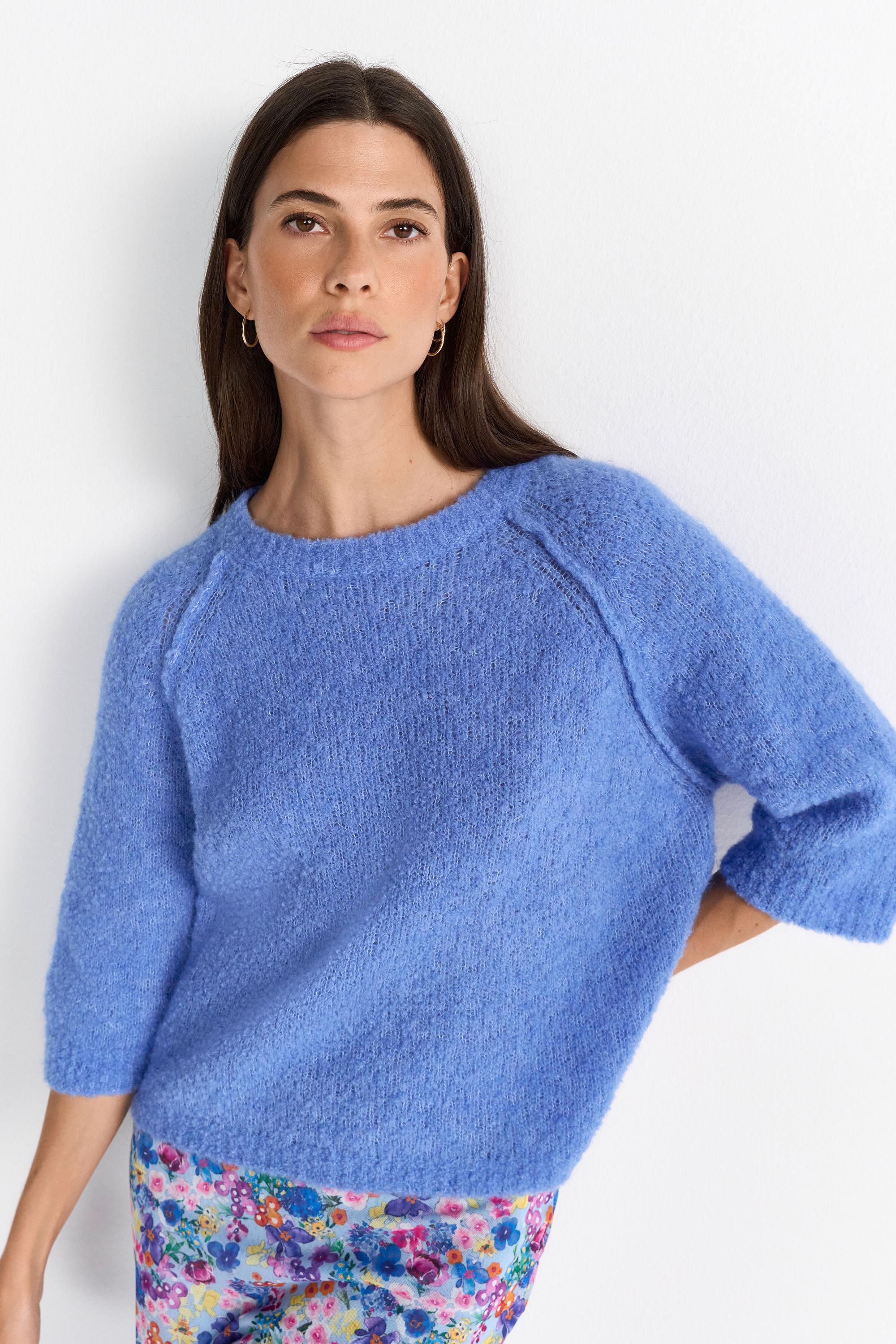 Strickpullover aus Wollmix - 702-bluebelle - Blau