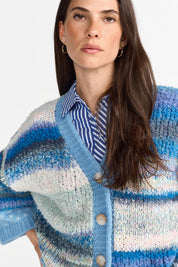 Strickcardigan SPACE DYE gestreift - 702-bluebelle - Blau
