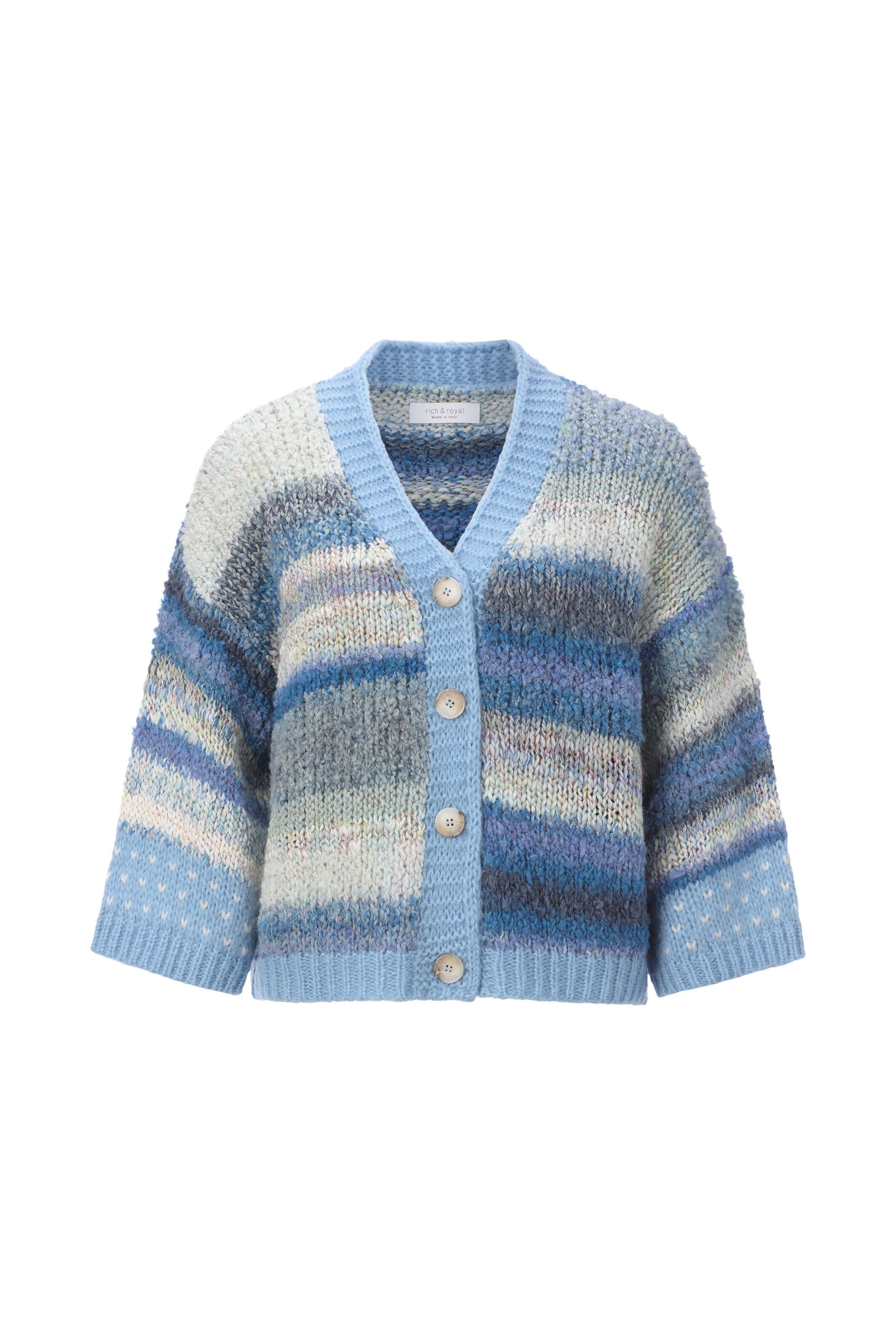 Strickcardigan SPACE DYE gestreift - 702-bluebelle - Blau