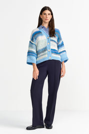 Strickcardigan SPACE DYE gestreift - 702-bluebelle - Blau
