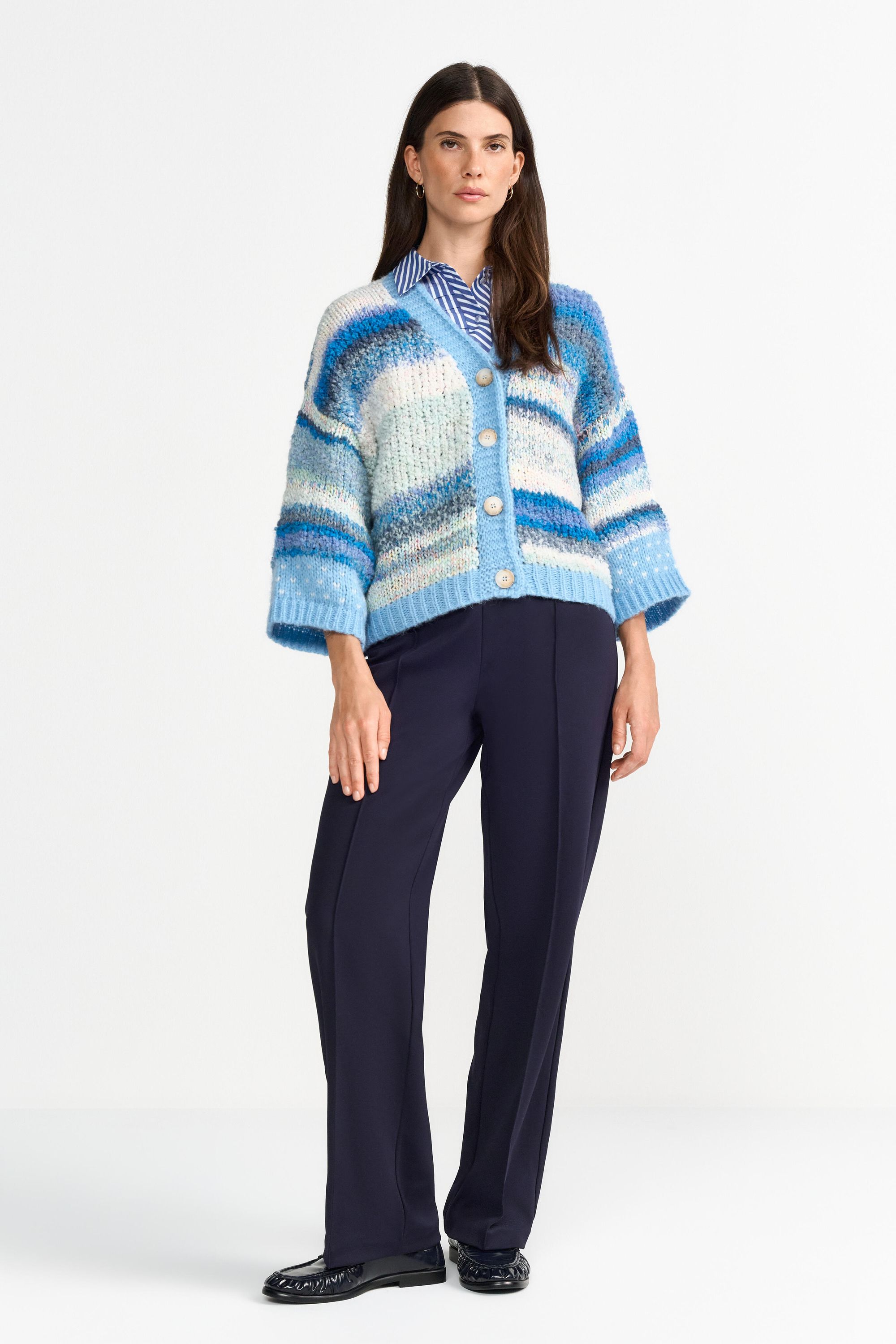 Strickcardigan SPACE DYE gestreift - 702-bluebelle - Blau