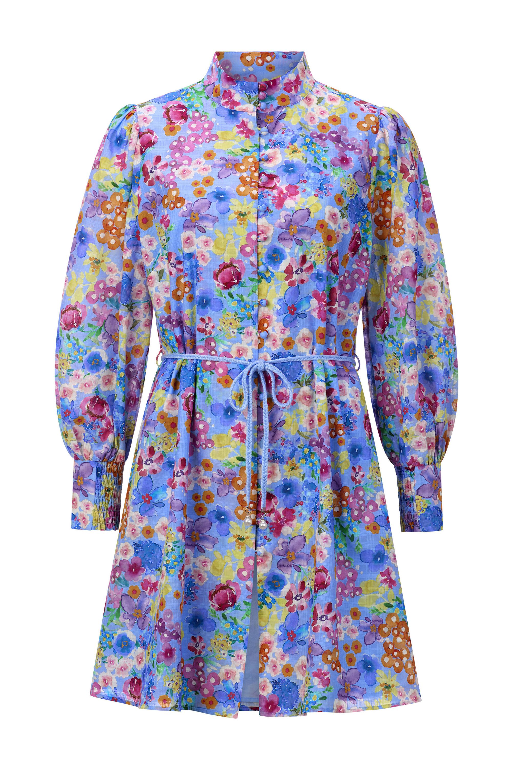 Sommerkleid Mini floral - 702-bluebelle - Blau