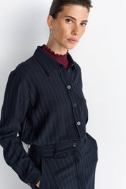 Bluse mit Nadelstreifen - 781-midnight blue - Blau