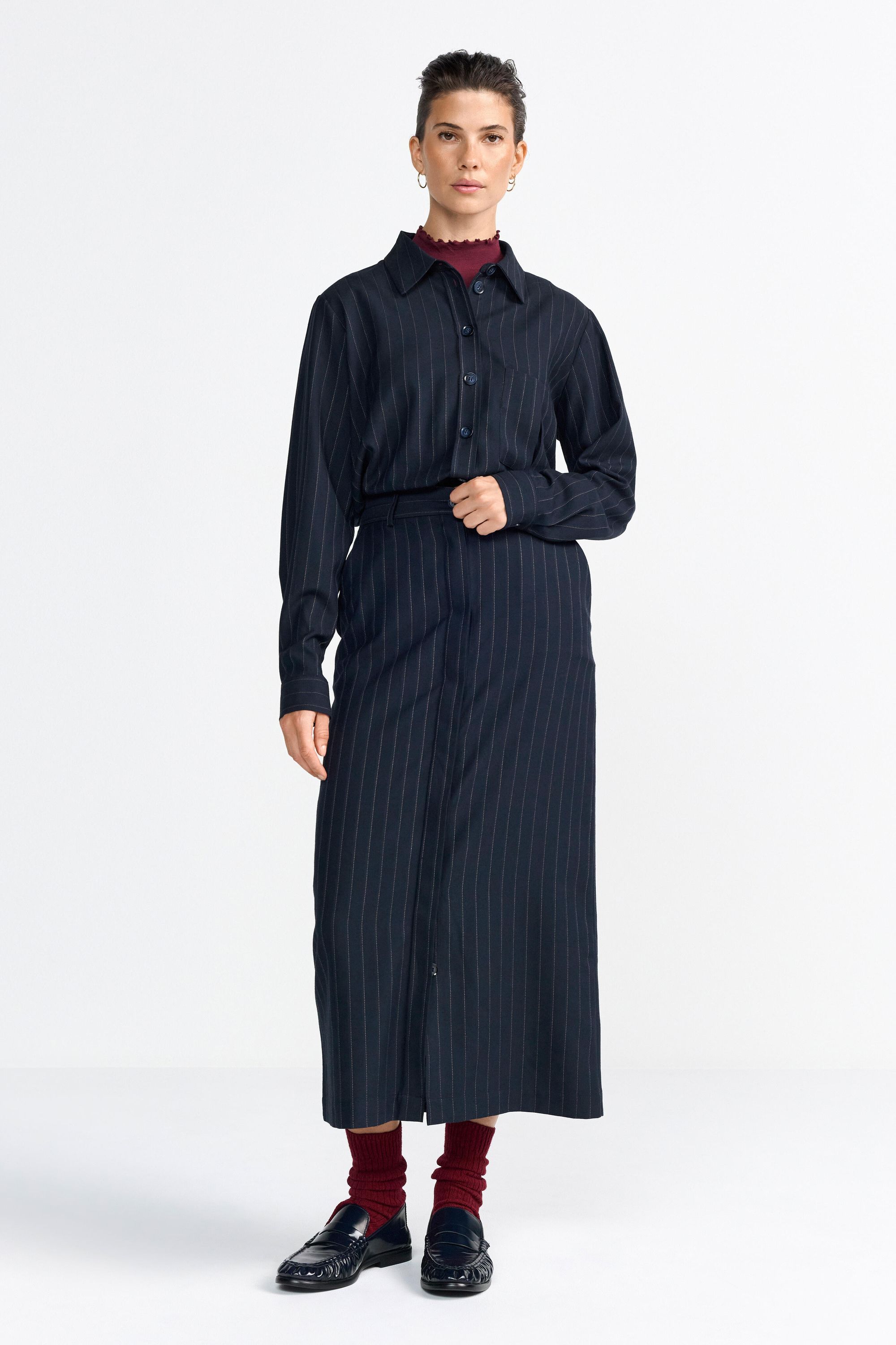 Bluse mit Nadelstreifen - 781-midnight blue - Blau