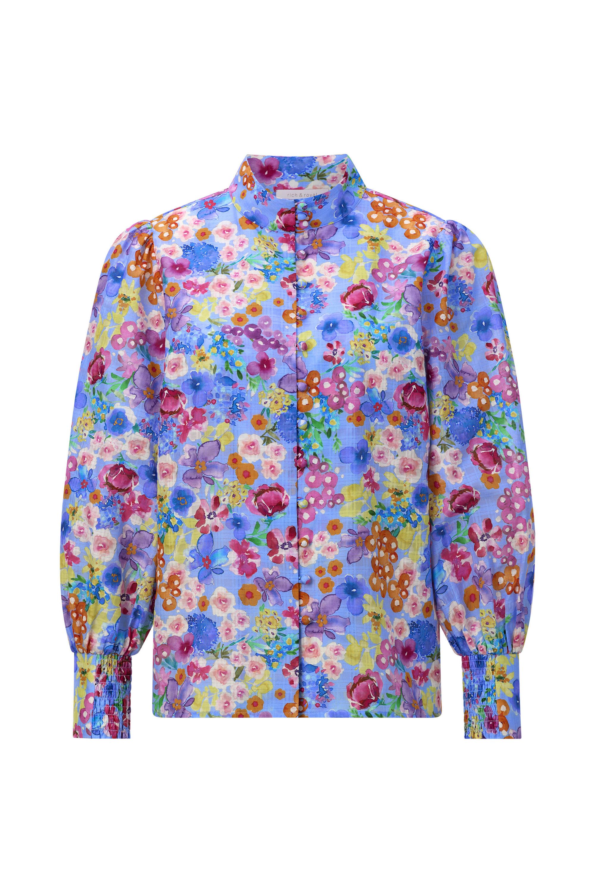 Bluse floral aus Baumwollmix - 702-bluebelle - Blau