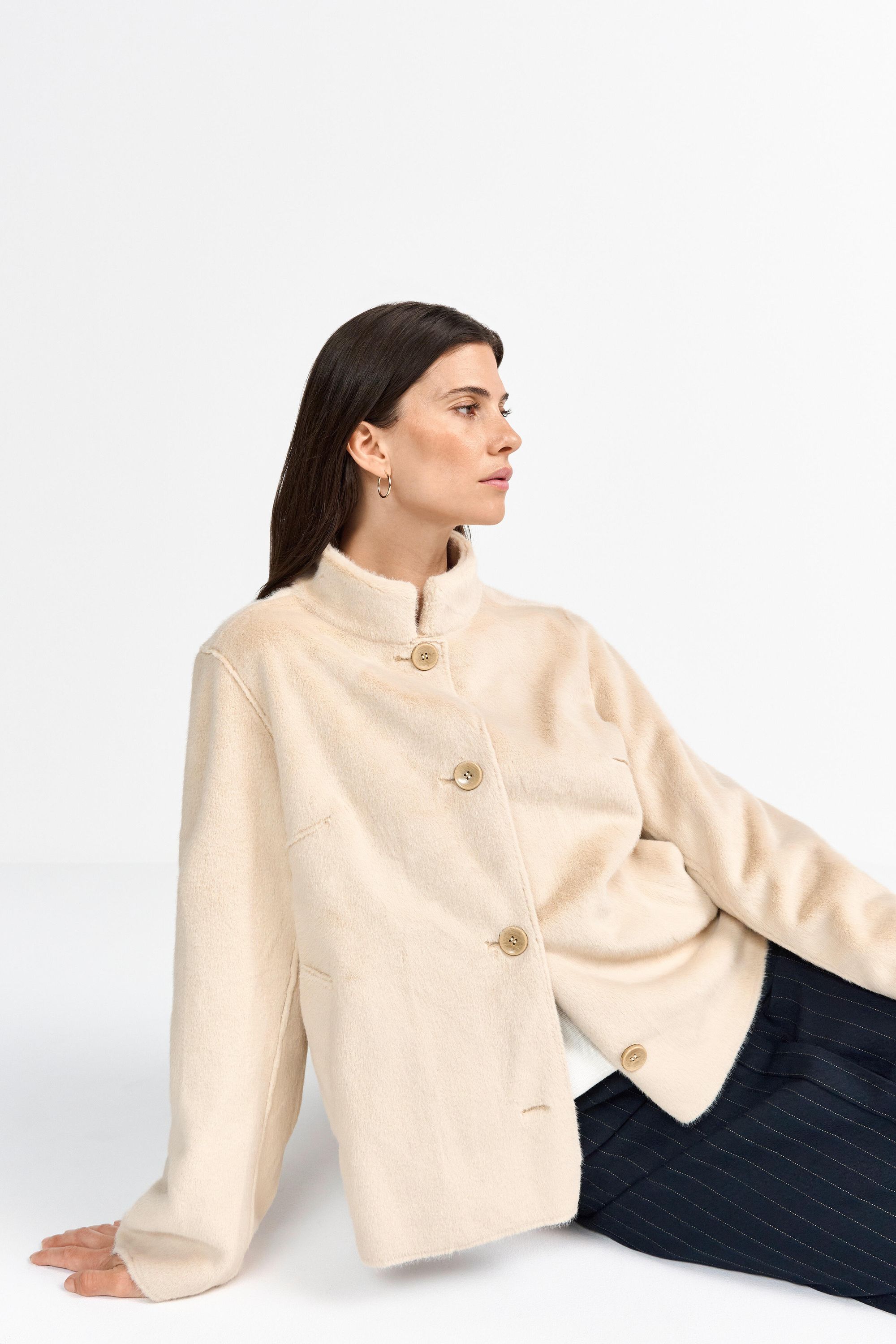 Übergangsjacke mit Stehkragen - 223-caffee latte - Beige