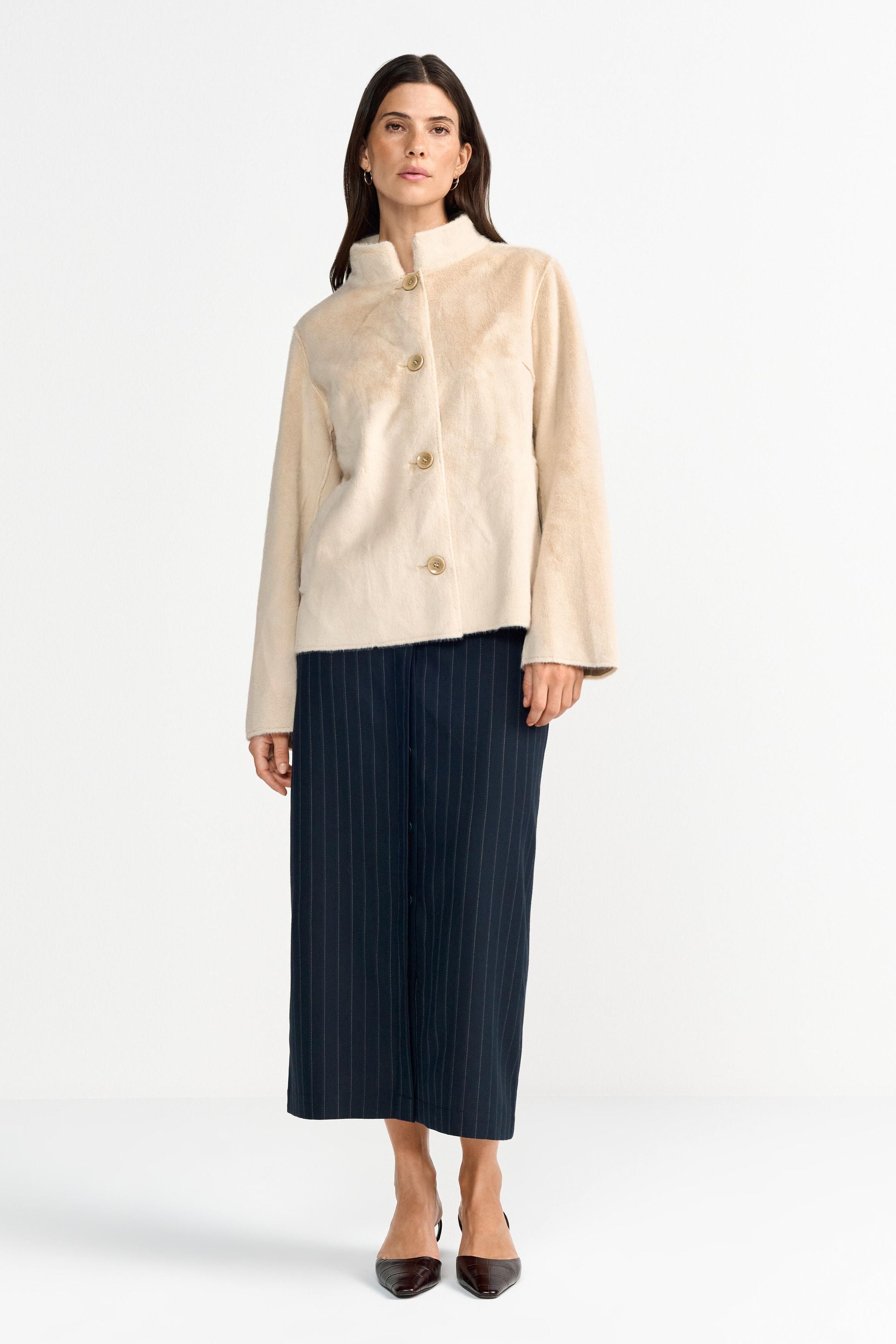 Übergangsjacke mit Stehkragen - 223-caffee latte - Beige