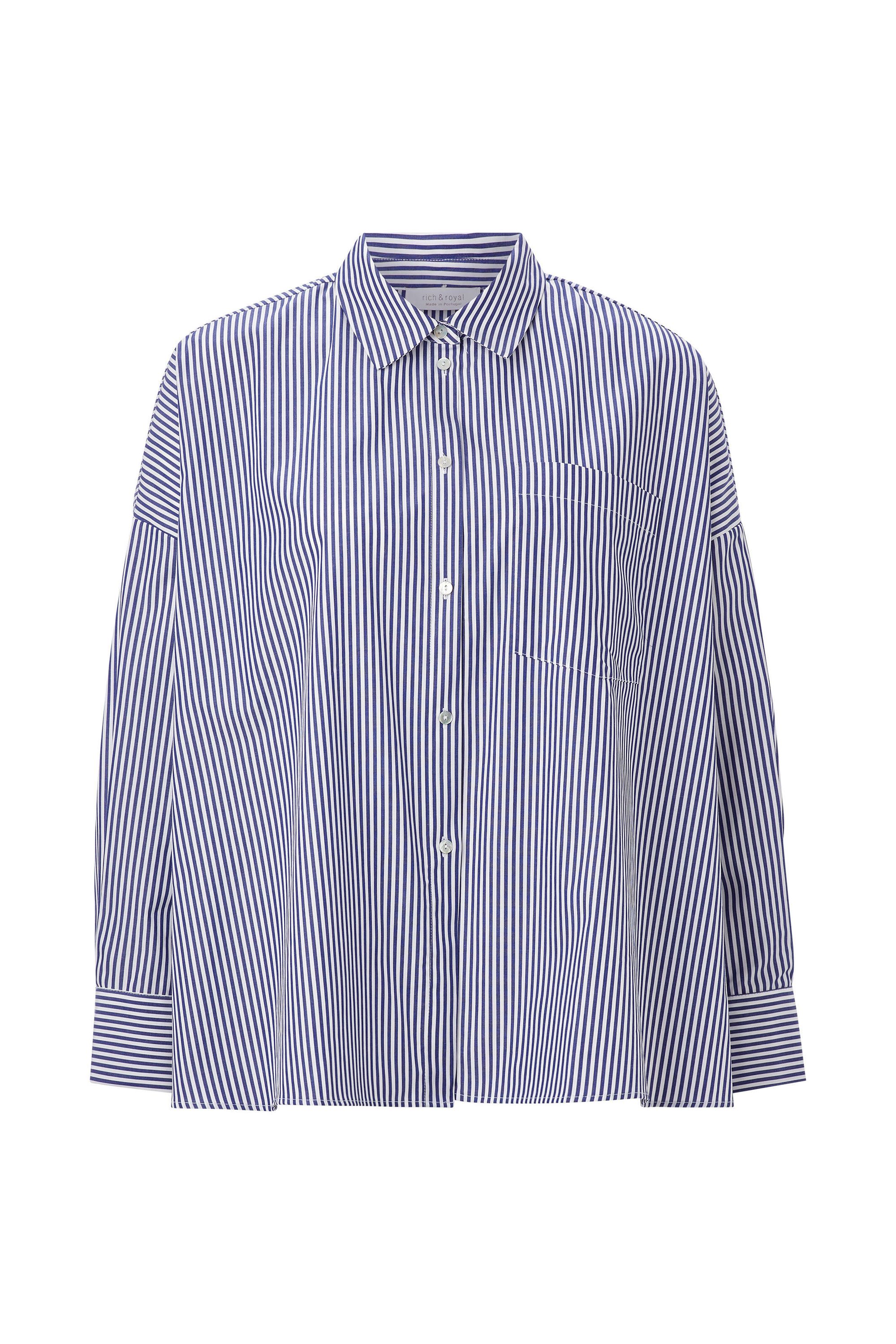 Bluse im Oversize Fit - 781-midnight blue - Blau | Weiß