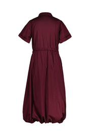 Ballonkleid Midi aus Baumwolle - 599-ruby glow - Rot