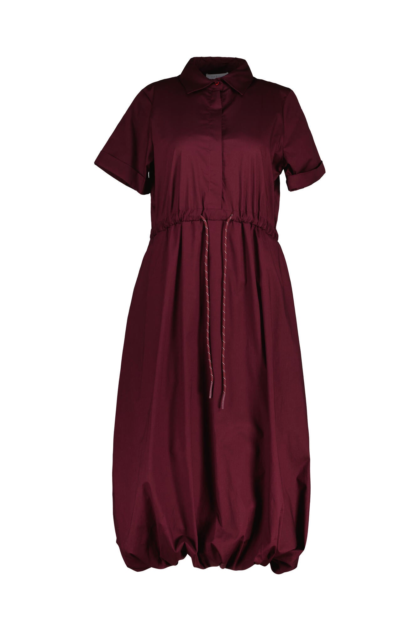 Ballonkleid Midi aus Baumwolle - 599-ruby glow - Rot