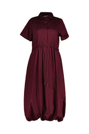 Ballonkleid Midi aus Baumwolle - 599-ruby glow - Rot