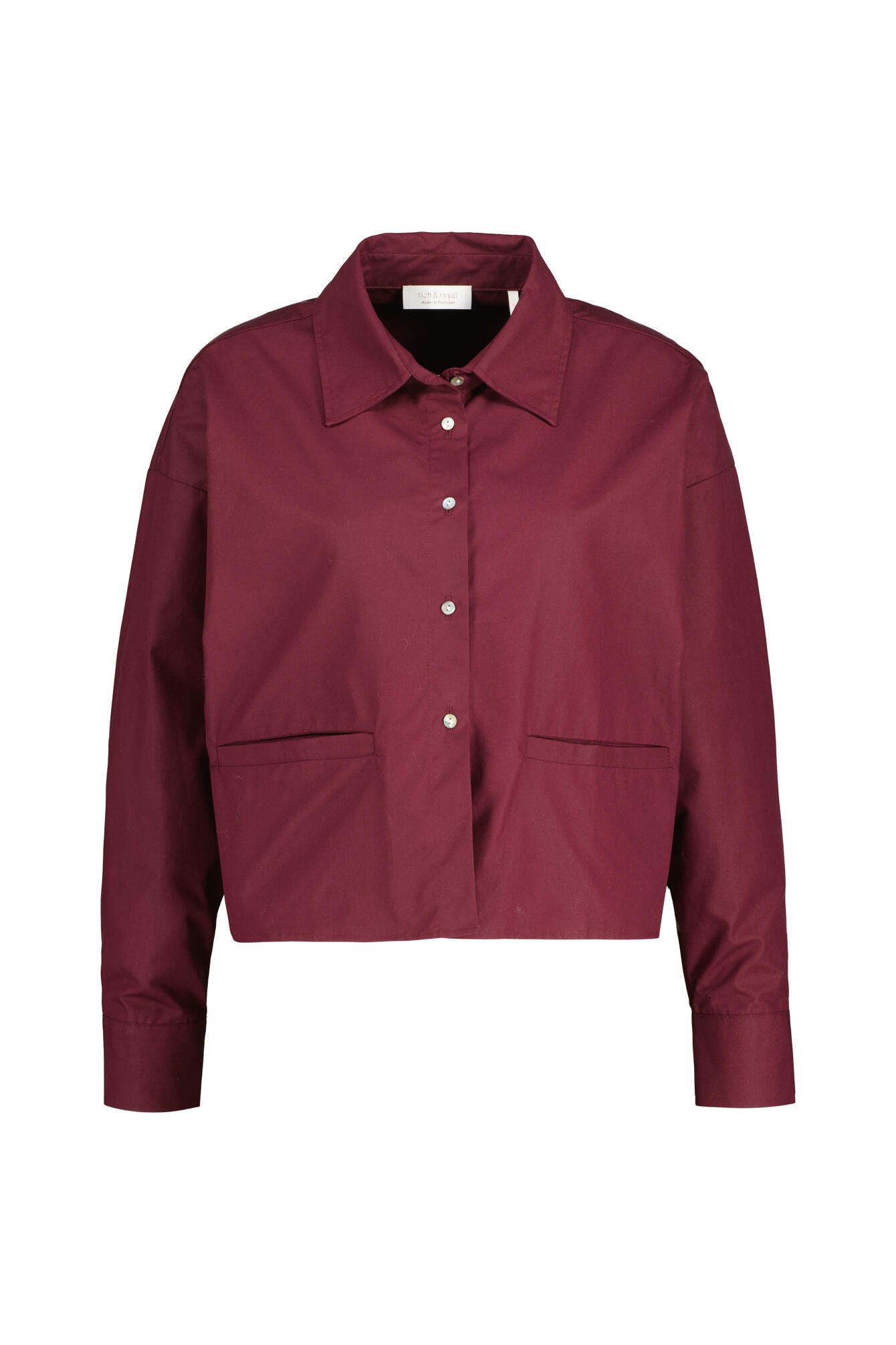 Bluse cropped aus Baumwolle - 599-ruby glow - Rot