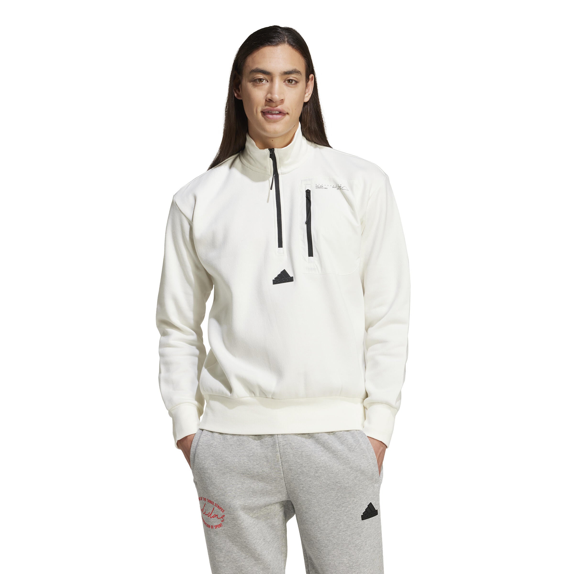 Sweatshirt mit 1/2 Zip - OWHITE - Weiß