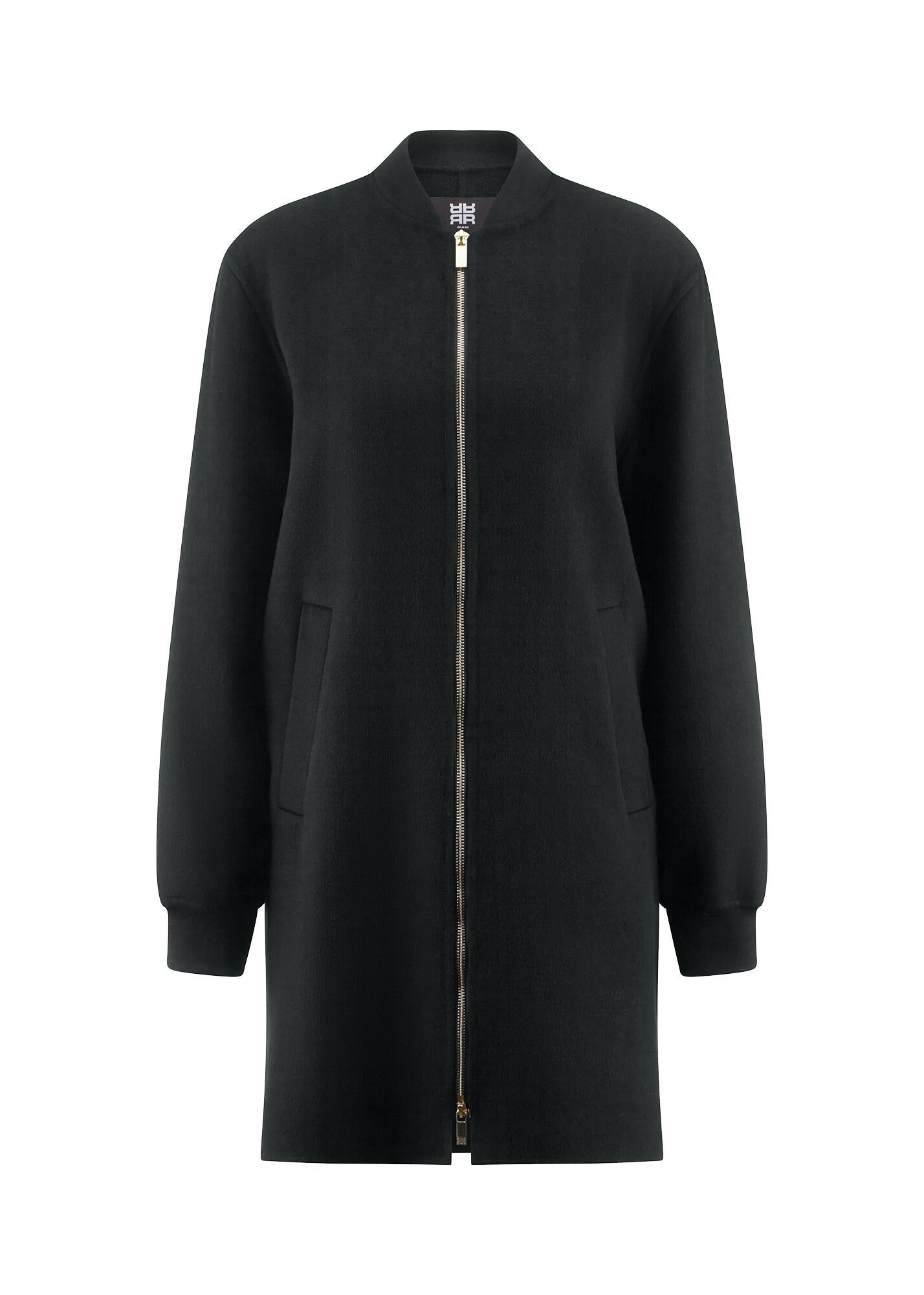 Wollmantel mit Stehkragen - 999-black - Schwarz