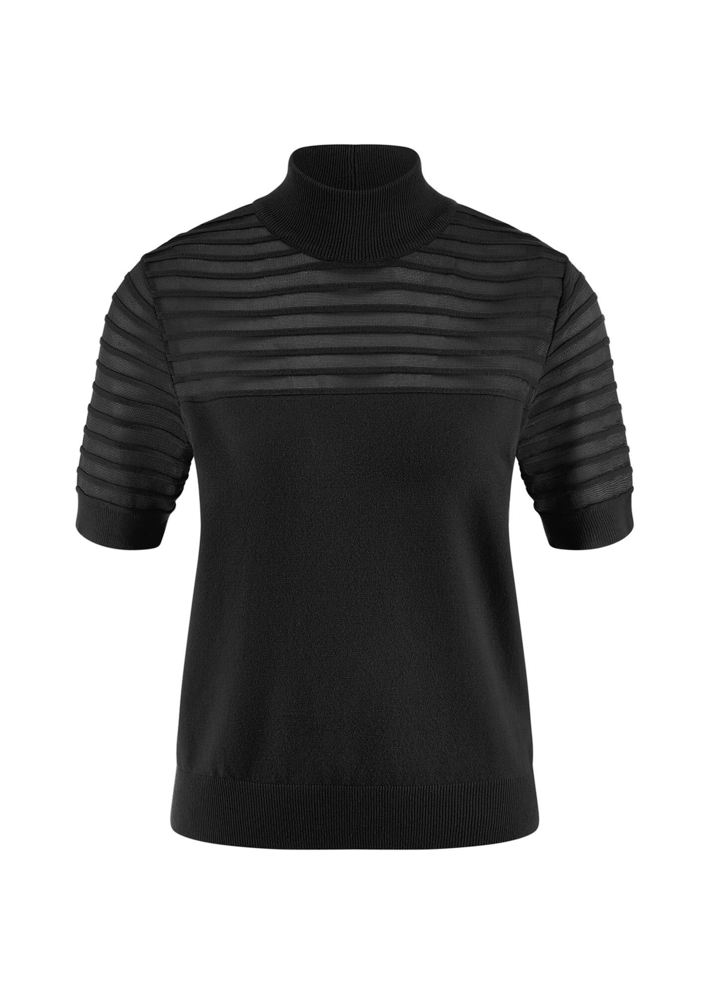 Strickshirt mit transparenten Streifen - 999-black - Schwarz