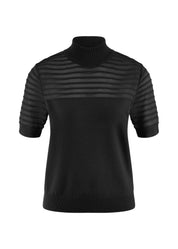 Strickshirt mit transparenten Streifen - 999-black - Schwarz